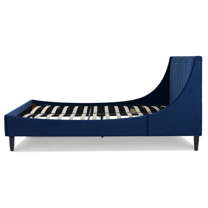 Helaina Tufted Upholstered Low Profile Platform Bed Wade Logan® Color: Navy Blue Velvet Size: Queen