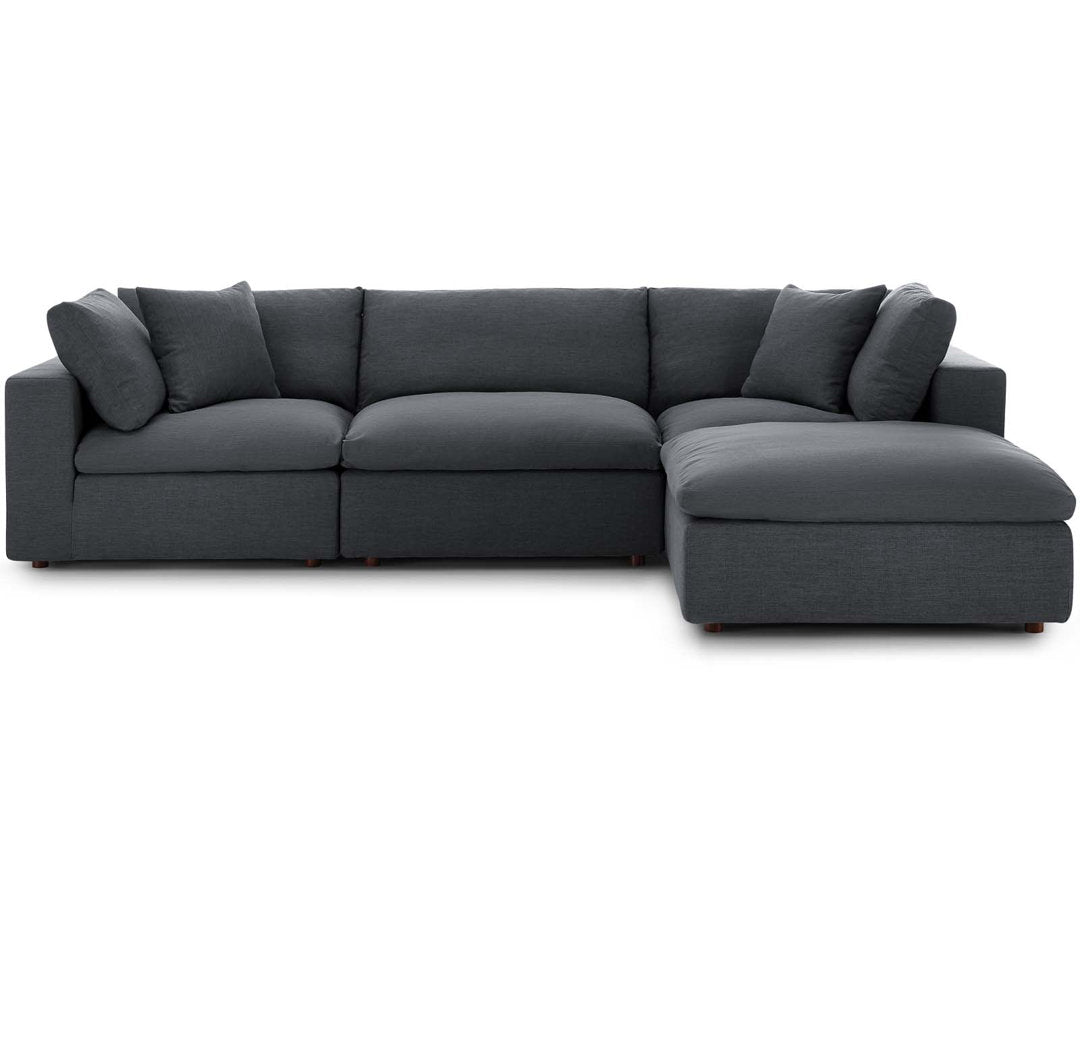 Modway Copper Grove Hrazdan Down-filled 4-piece Sectional Sofa Set Modway Body Fabric: Gray