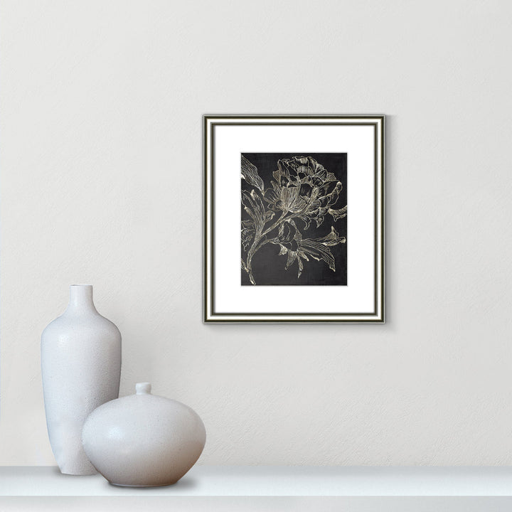 Golden Flower Folklore I by Asia Jensen - Picture Frame Graphic Art Print Joss & Main Size: 16.25" H x 14.25" W Format: Silver Framed