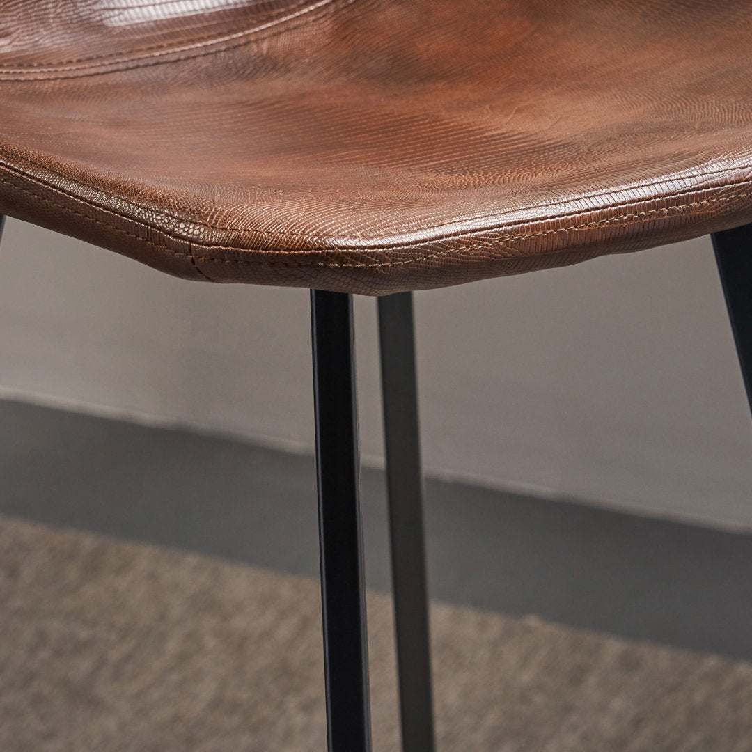 Kayenta 29" Bar Stool (Set of 2) 17 Stories Finish: Black, Upholstery: Snake Skin Brown