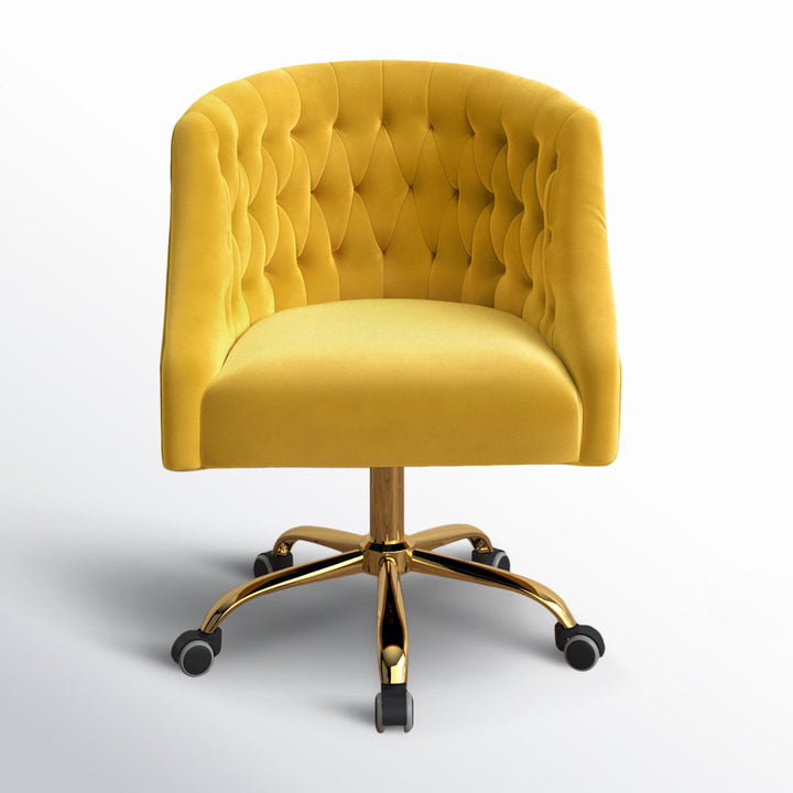 Louise 35.5'' H Velvet Hand-Curated Task Chair with Button Tufted Kelly Clarkson Home Upholstery Color: Yellow Velvet