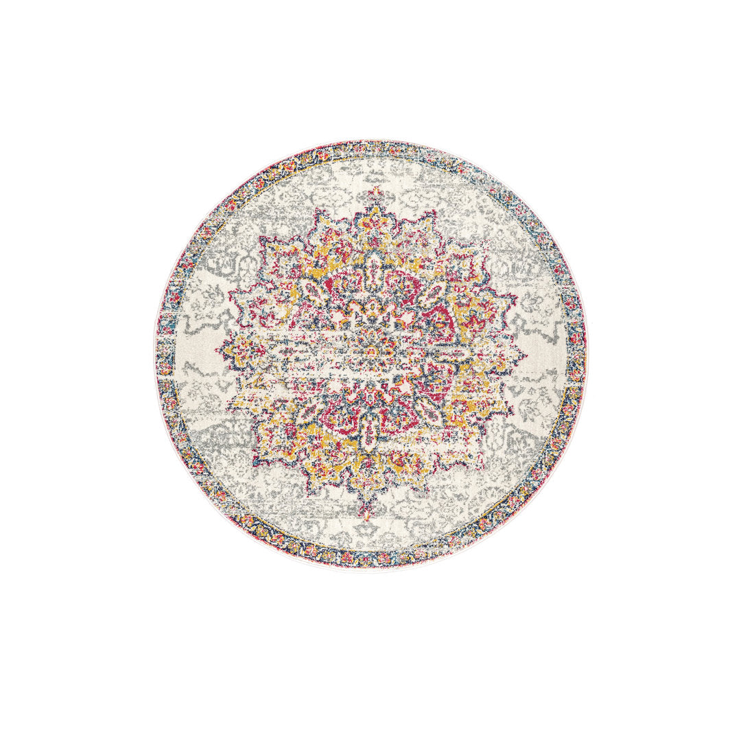 Mcalmont Medallion Power Loomed Performance Pink/Fuchsia Rug Bungalow Rose Rug Size: Round 5'