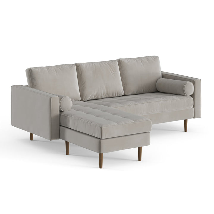 Geo 84" Wide Reversible Sofa and Chaise AllModern Body Fabric: Bella Platinum Performance Velvet