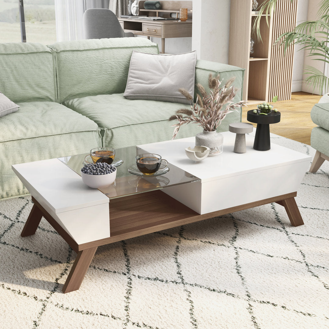 Soto 4 Legs Coffee Table with Storage Mercury Row® Color: White
