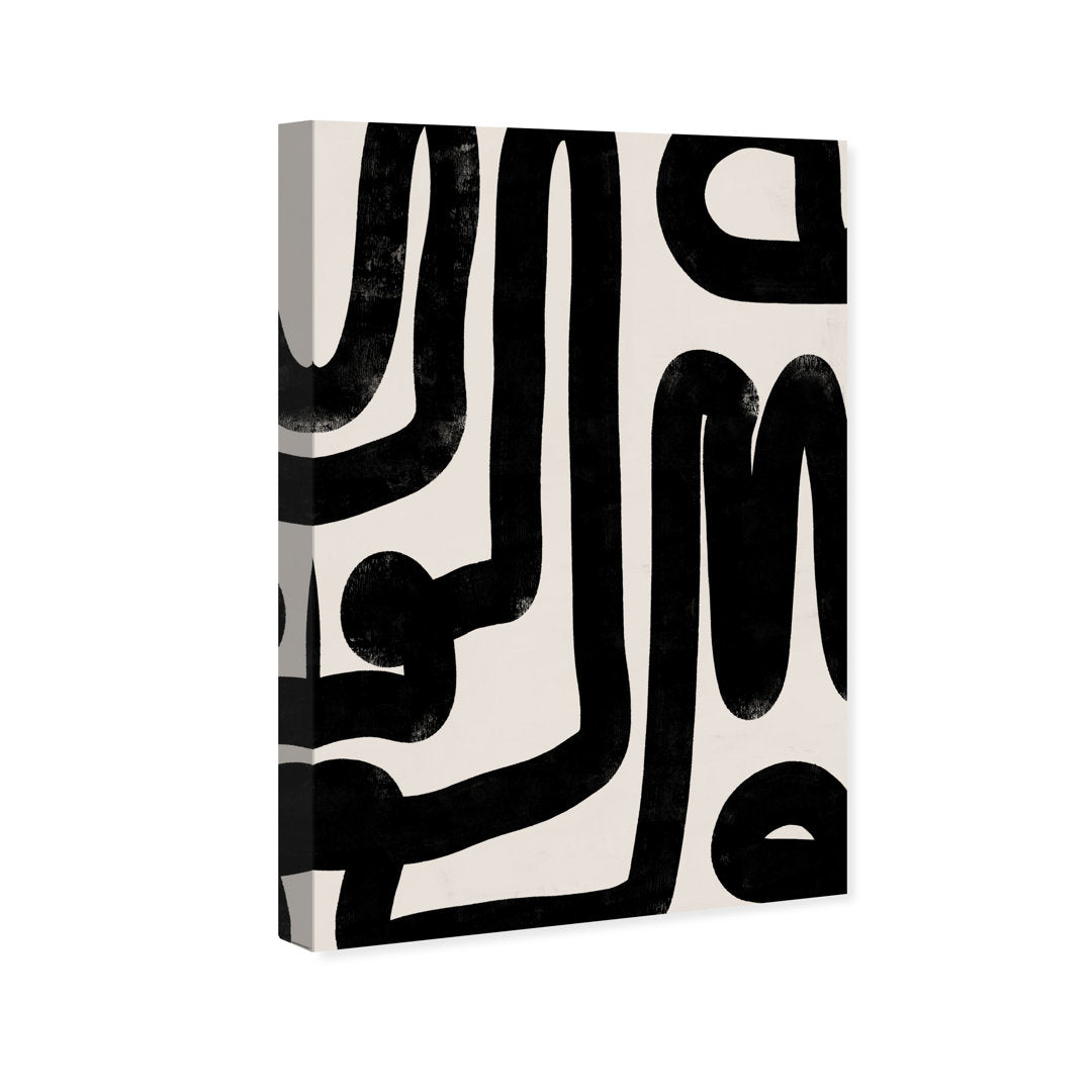 Modern Bold Brush Stroke Lines - Graphic Art on Canvas Oliver Gal Size: 45" H x 30" W Format: Wrapped Canvas