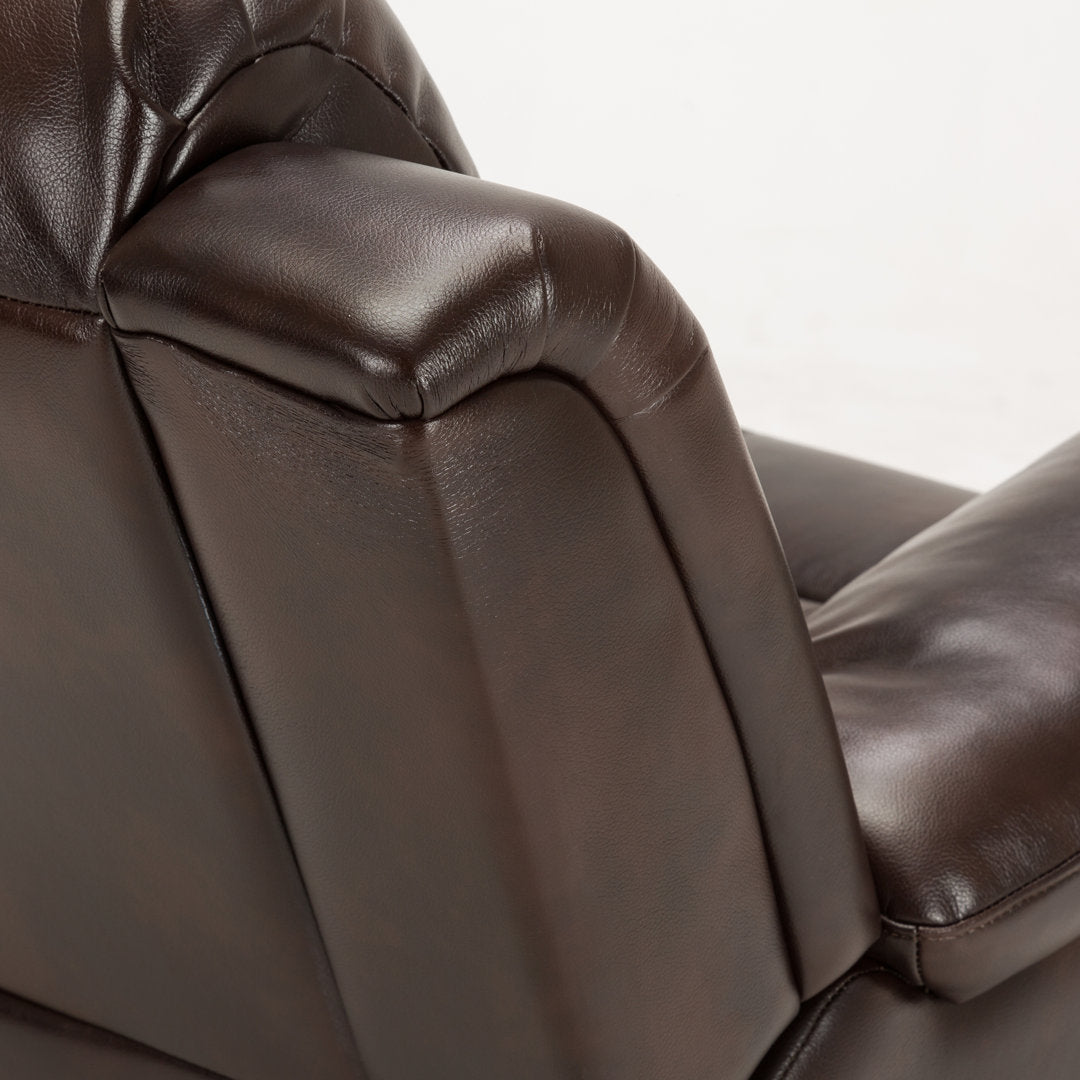 Kahler 37.75" Wide Faux Leather Manual Glider Recliner Andover Mills™ Upholstery Color: Burnished Brown