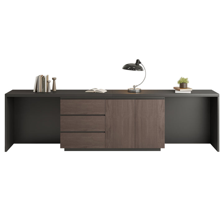 Shelbee Modern Home Office Extendable Desk Up to 135'' with Storage Drawers Latitude Run®