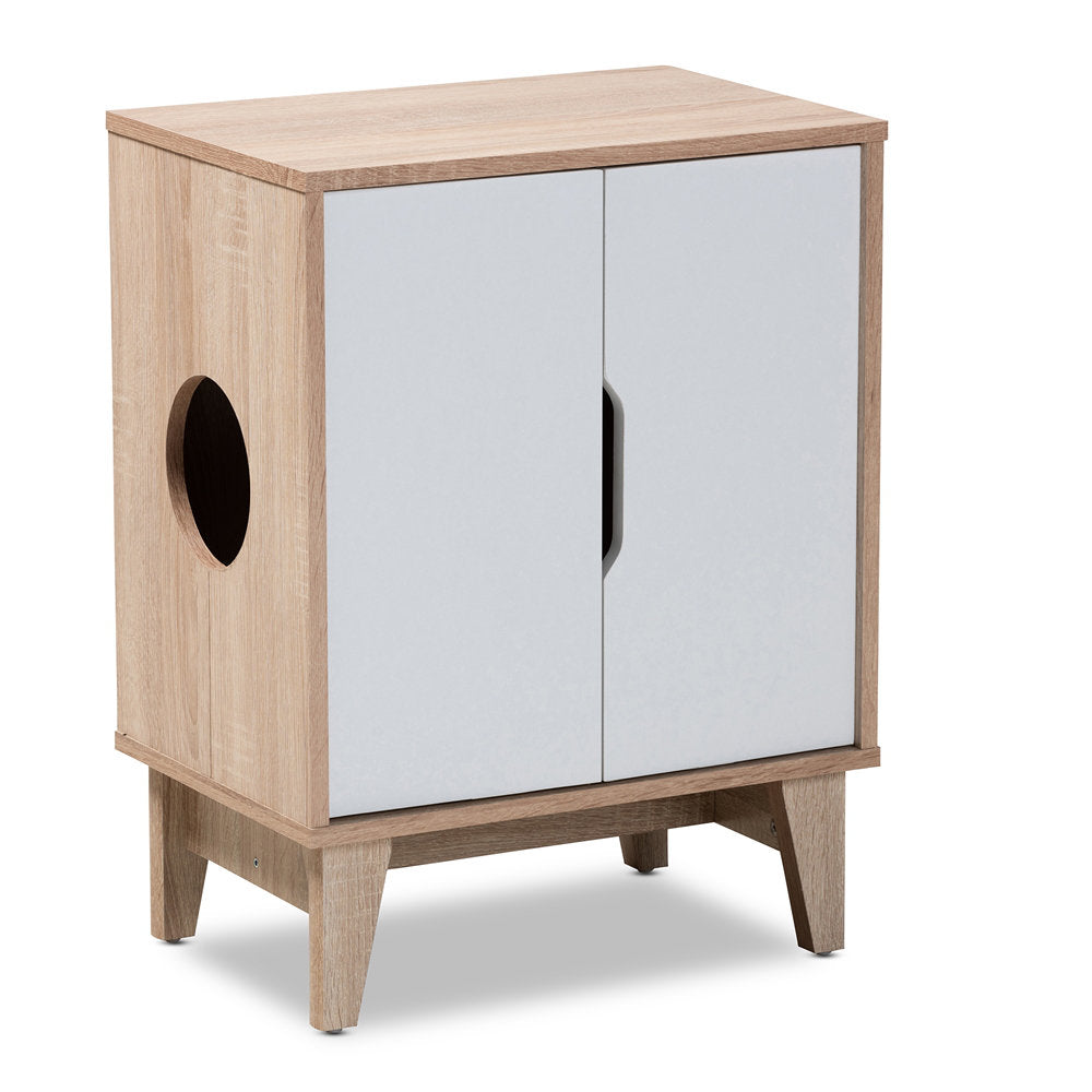 Haleyville Litter Box Enclosure Tucker Murphy Pet™ Color: Light Oak Brown/White