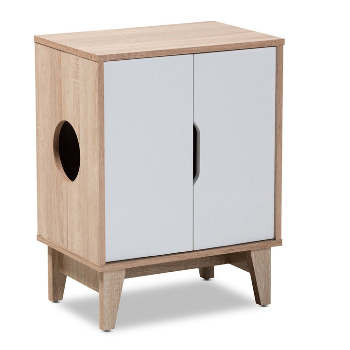 Haleyville Litter Box Enclosure Tucker Murphy Pet™ Color: Light Oak Brown/White
