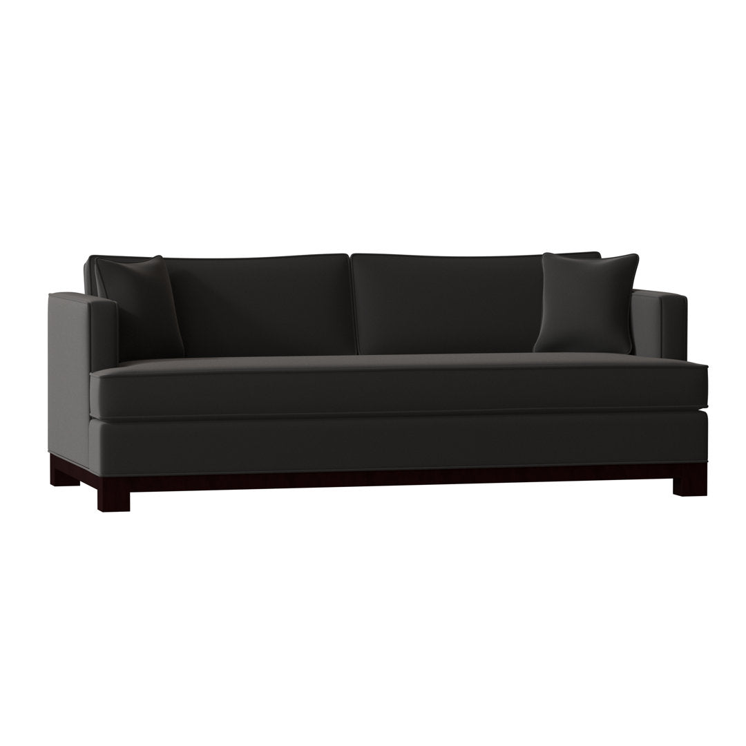 Cassidy Recessed Arm Sofa with Reversible Cushions Poshbin Leg Color: Dark Brown Size: 84 Inches Body Fabric: Aura Snow