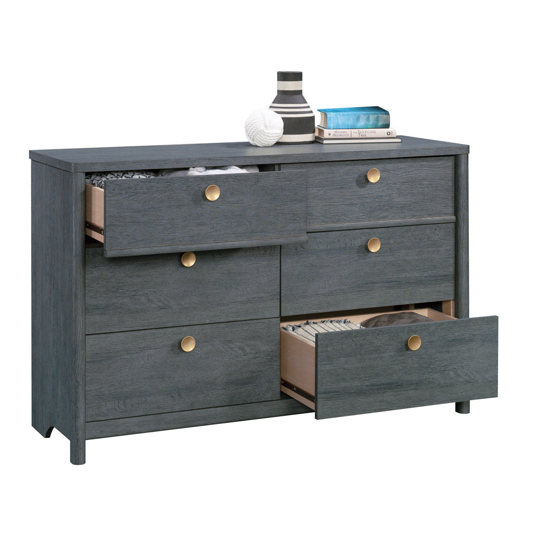Ayva 6 Drawer 50.95" W Double Dresser Sand & Stable™ Color: Denim Oak