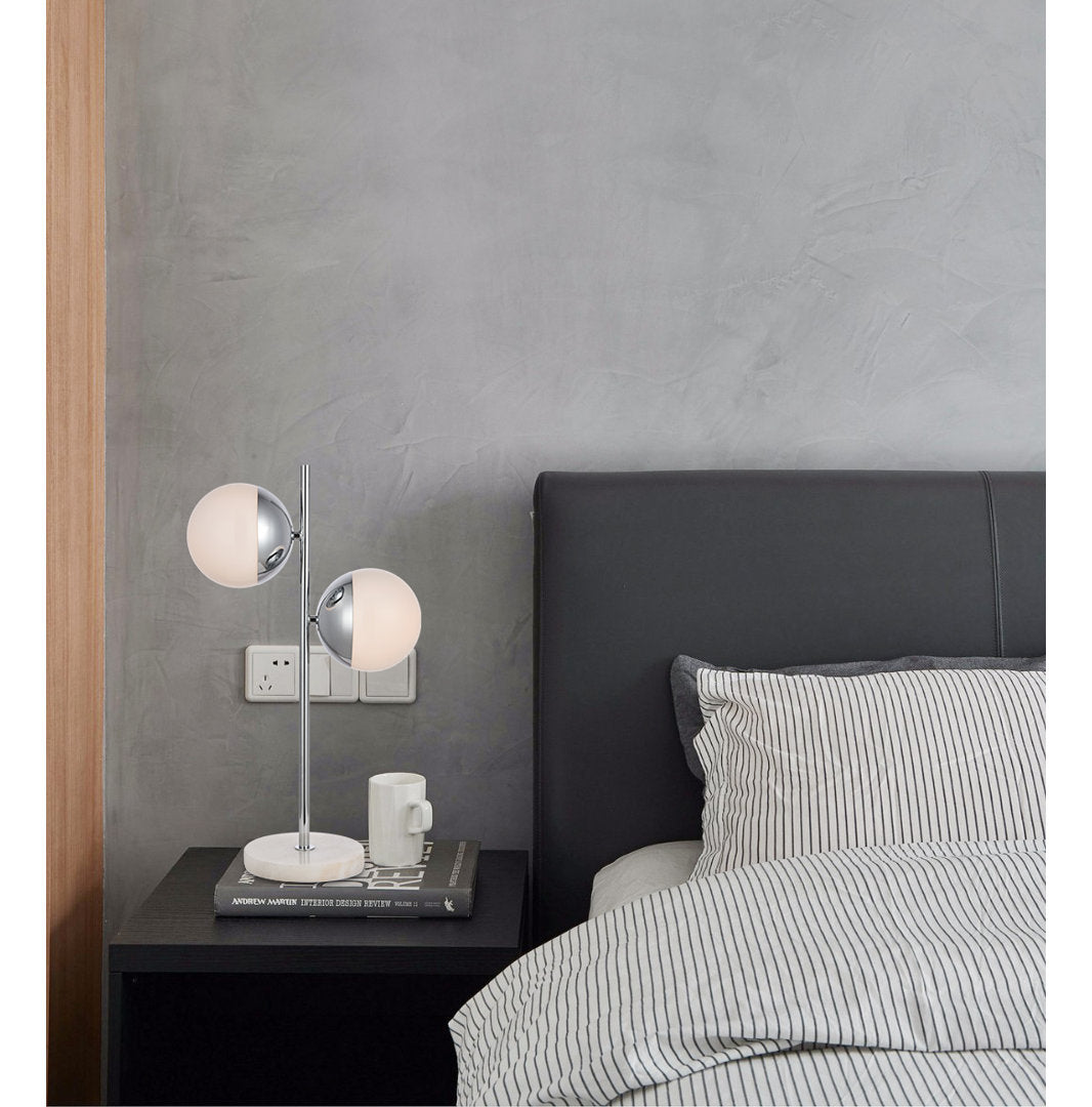 Yearby 23" Table Lamp Mercury Row® Base Color: Chrome, Shade Color: Frosted White