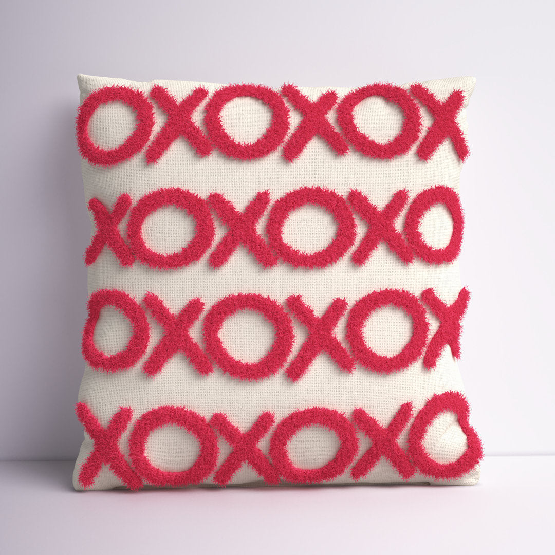 Casual Tufted XOXO Square Cotton Pillow Cover & Insert Mina Victory Color: Hot Pink