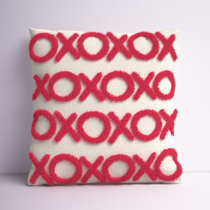 Casual Tufted XOXO Square Cotton Pillow Cover & Insert Mina Victory Color: Hot Pink
