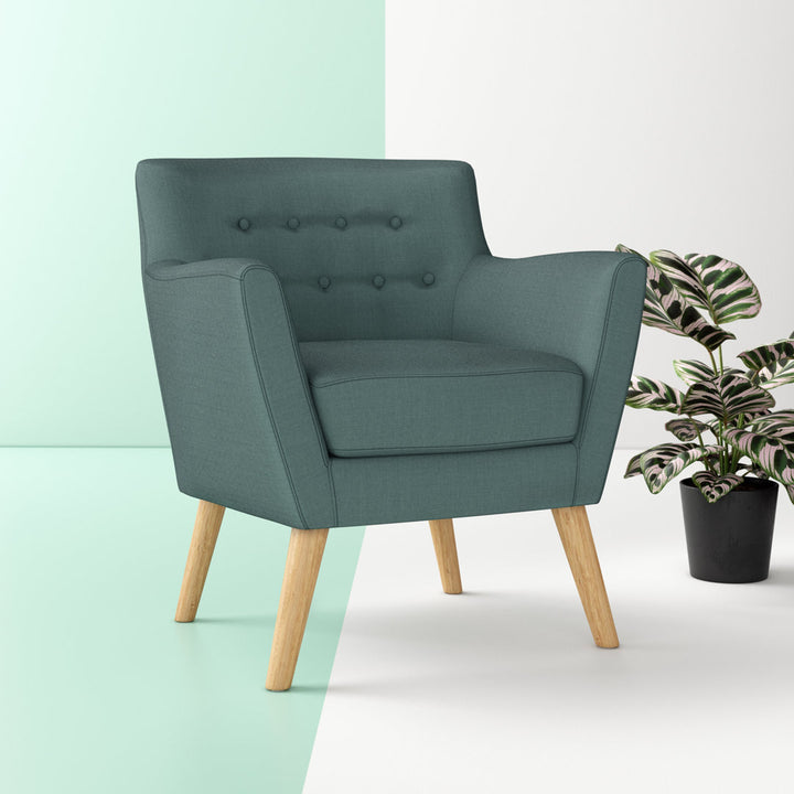 Tufted Polyester Armchair George Oliver Fabric: Dark Teal Polyester