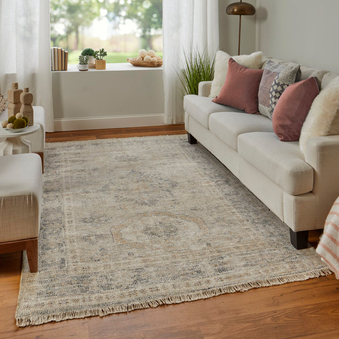 Alberdine Transitional Medallion Handmade Sand Rug Lark Manor™ Rug Size: Rectangle 9' x 12'
