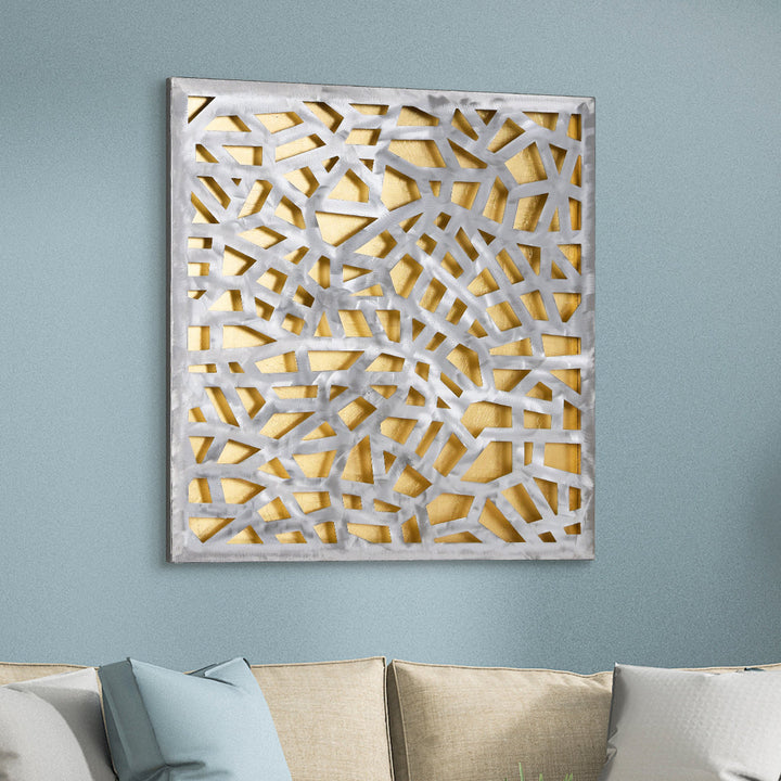 Enigma Abstract Metal Wall Décor Ivy Bronx Finish: Gold