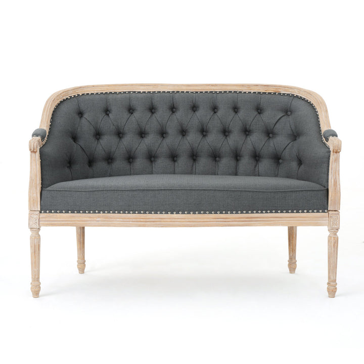 Atenea 49.5'' Upholstered & Birch Wood Loveseat August Grove® Upholstery Color: Dark Gray