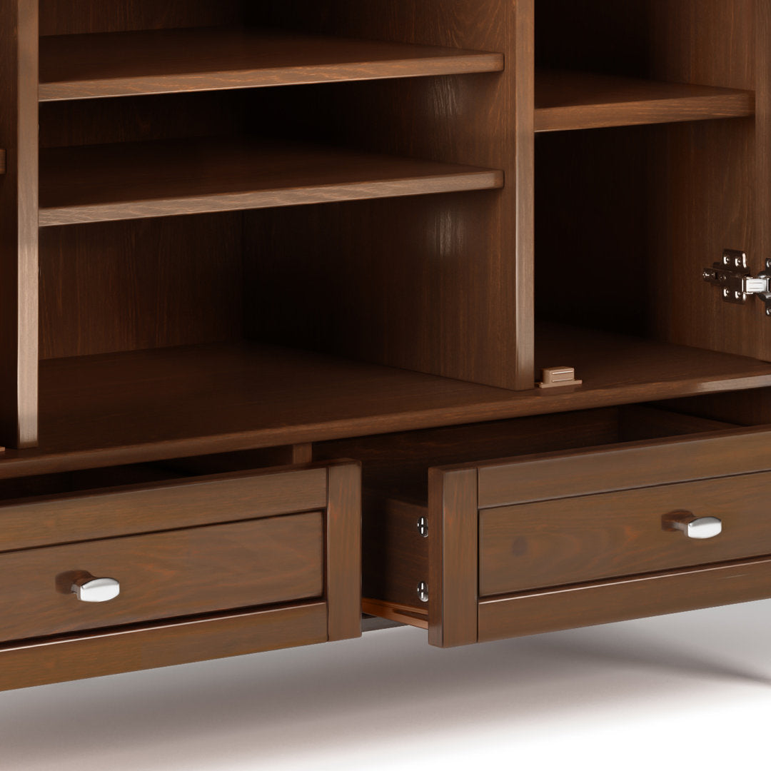 Warm Shaker SOLID WOOD TV Media Stand iFor TVs up to 50 inches Simpli Home Color: Russet Brown