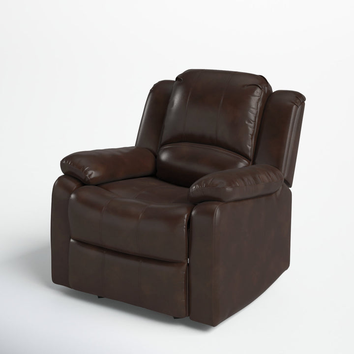 Kahler 37.75" Wide Faux Leather Manual Glider Recliner Andover Mills™ Upholstery Color: Burnished Brown