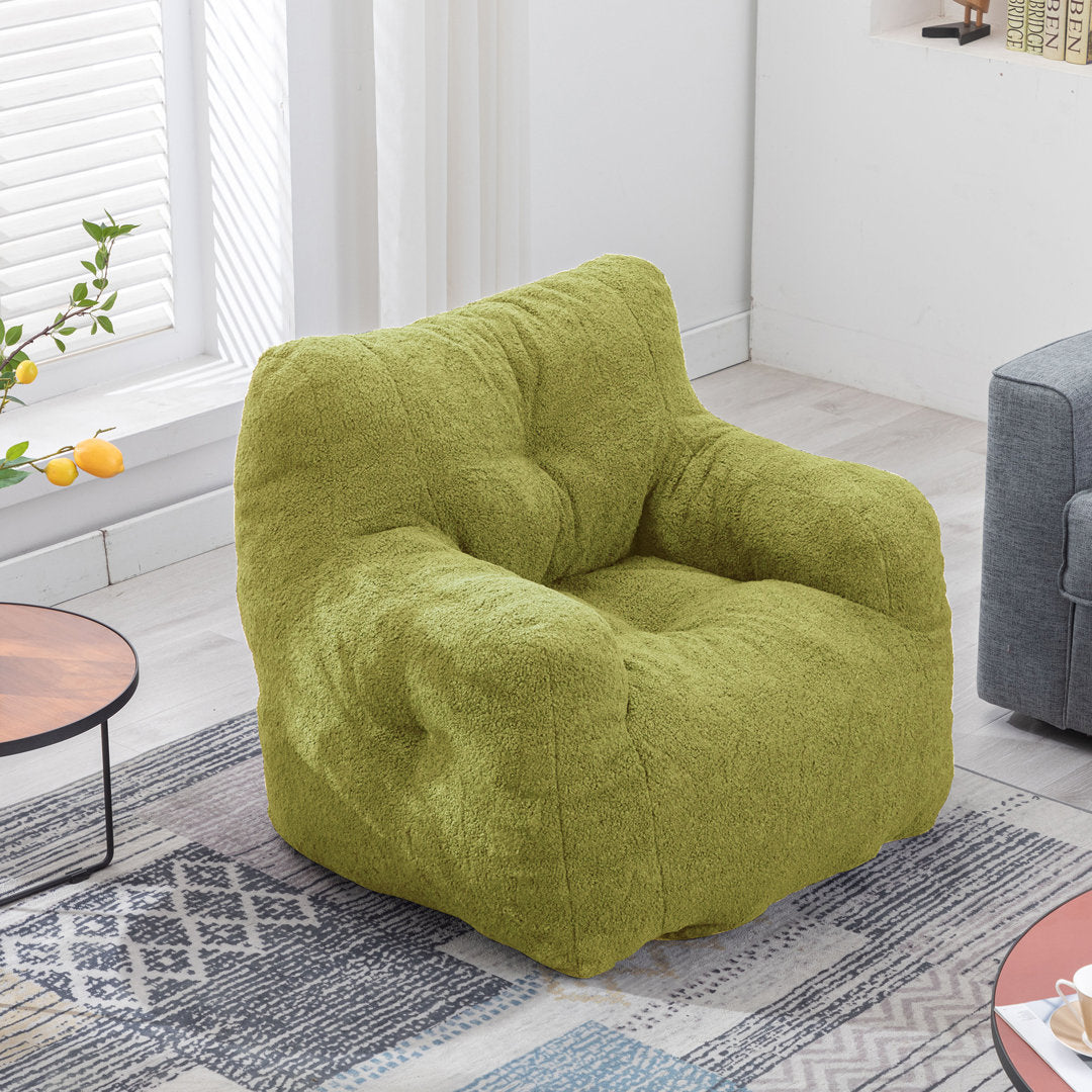 Medium Bean Bag Chair Viv + Rae™ Body Fabric: Lawn Green Faux Fur