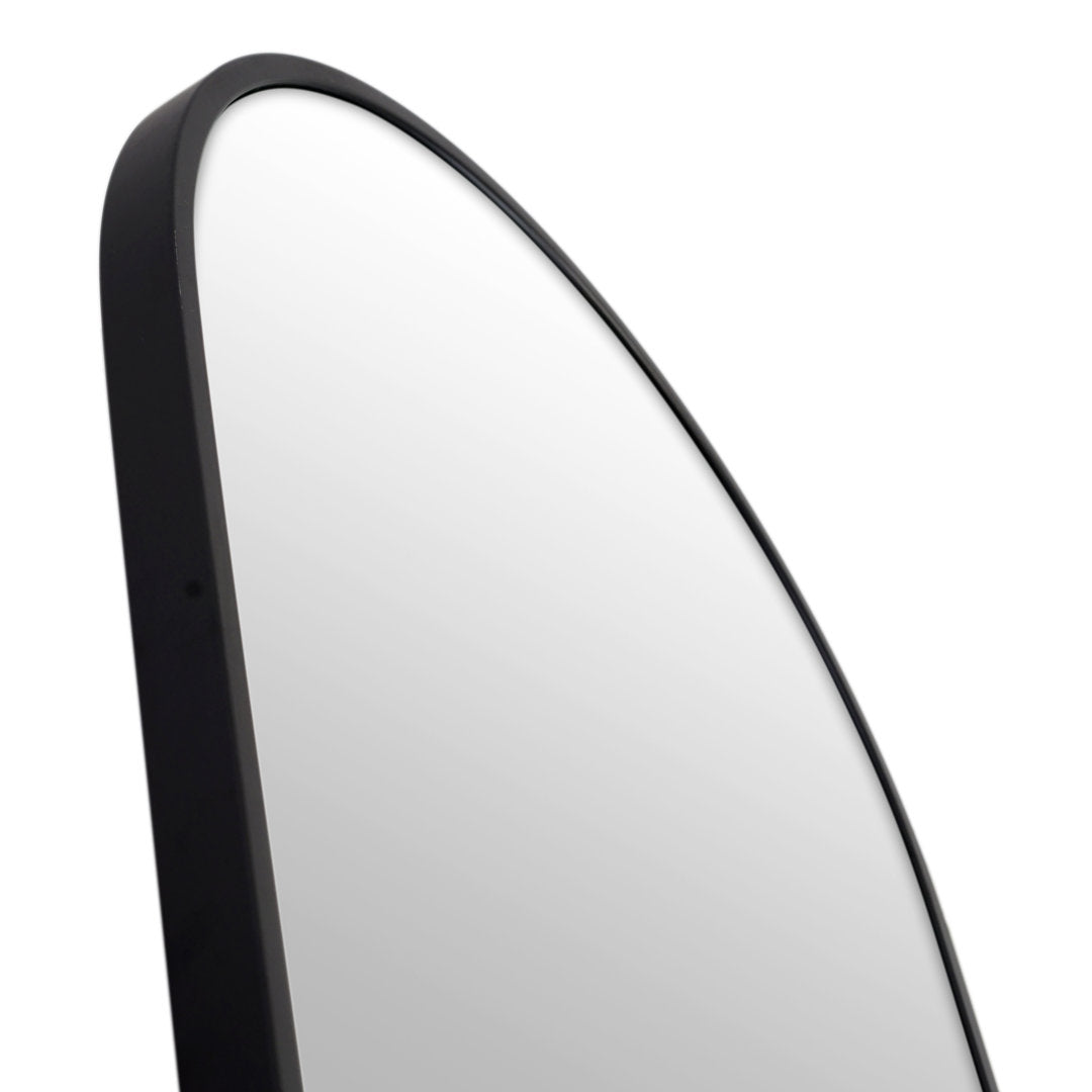 Kira Arched Mirror Glass Warehouse Size: 40'' X 60'' Finish: Black