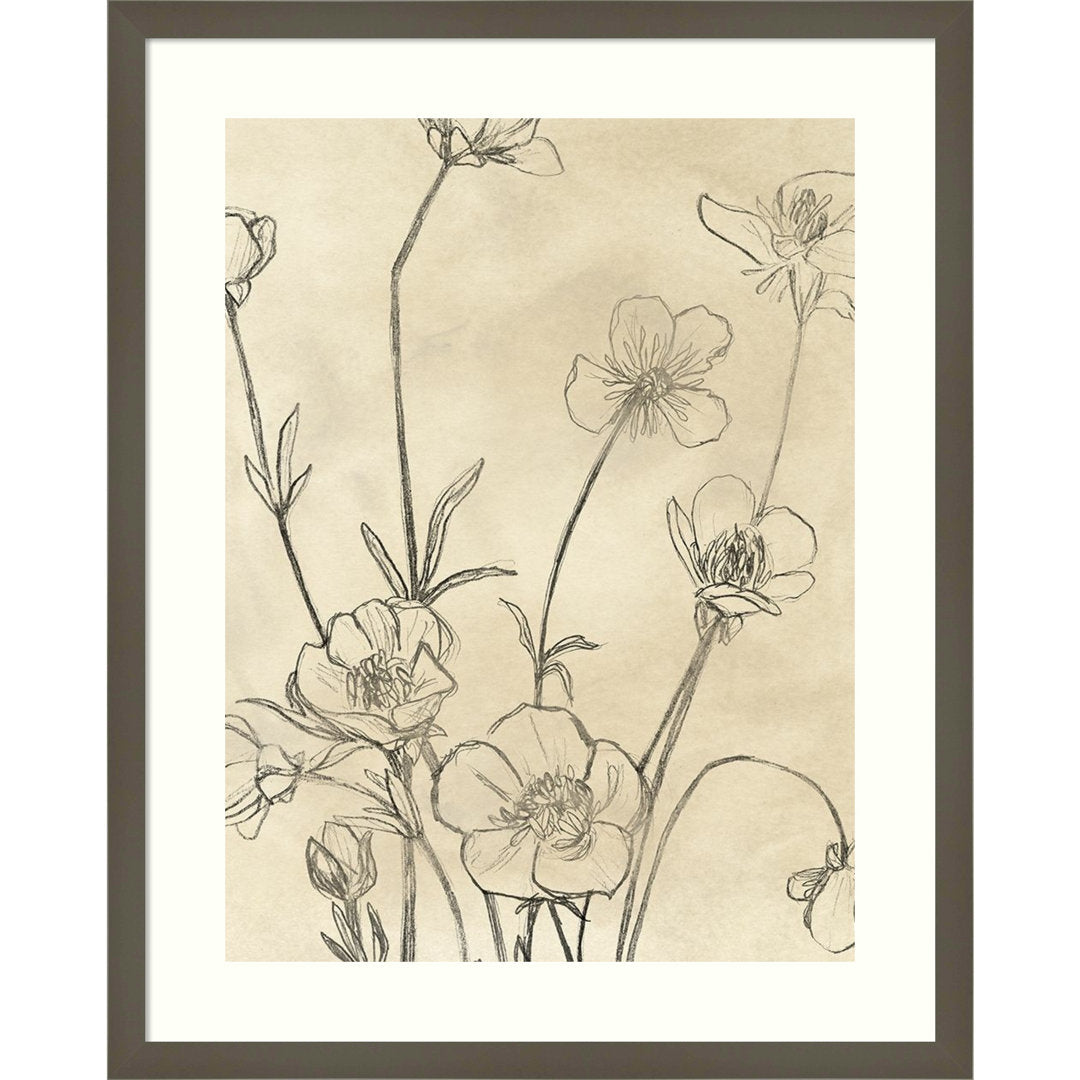 Vintage Wildflowers I by June Erica Vess - Picture Frame Painting Joss & Main Frame Color: Gray Size: 25" H x 20" W