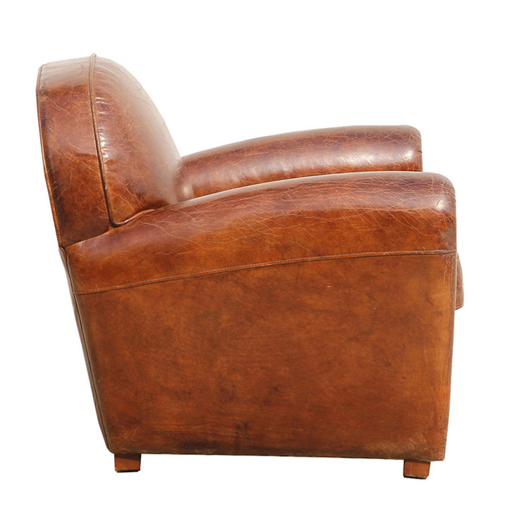 32" Wide Top Grain Leather Armchair Pasargad