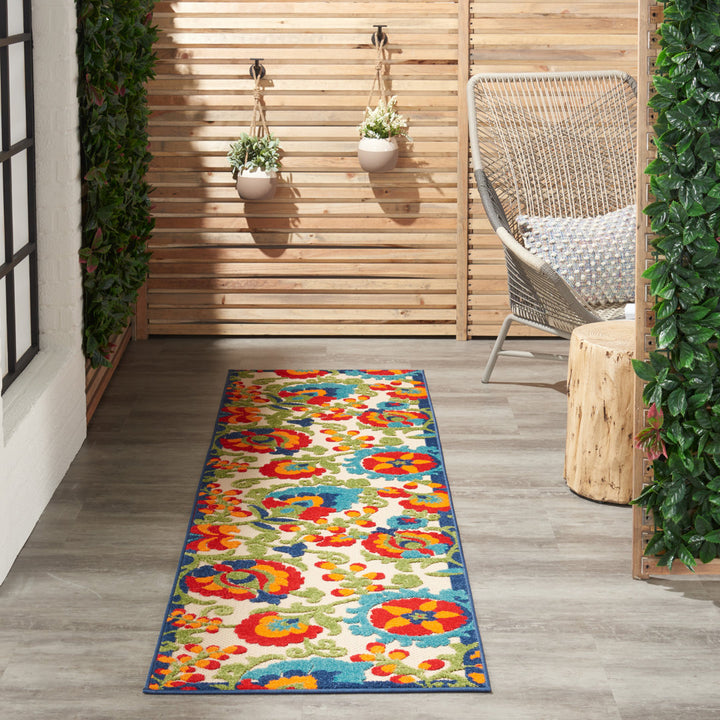Bernia Floral Ivory/Red/Green Area Rug Wade Logan® Rug Size: Runner 2'3" x 10'