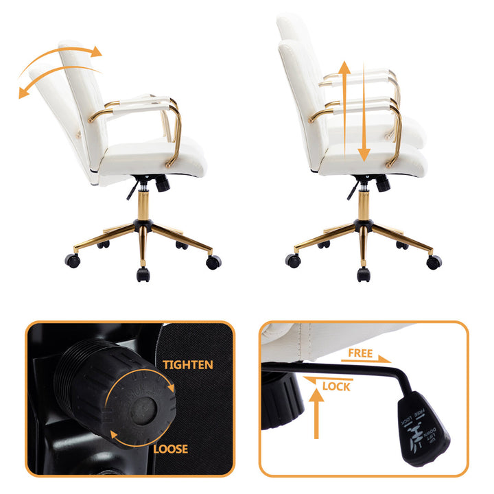 Von Executive Chair 23" Wide Leather Diamond-Tufted Swivel Adjustable Height Glam Style Etta Avenue™