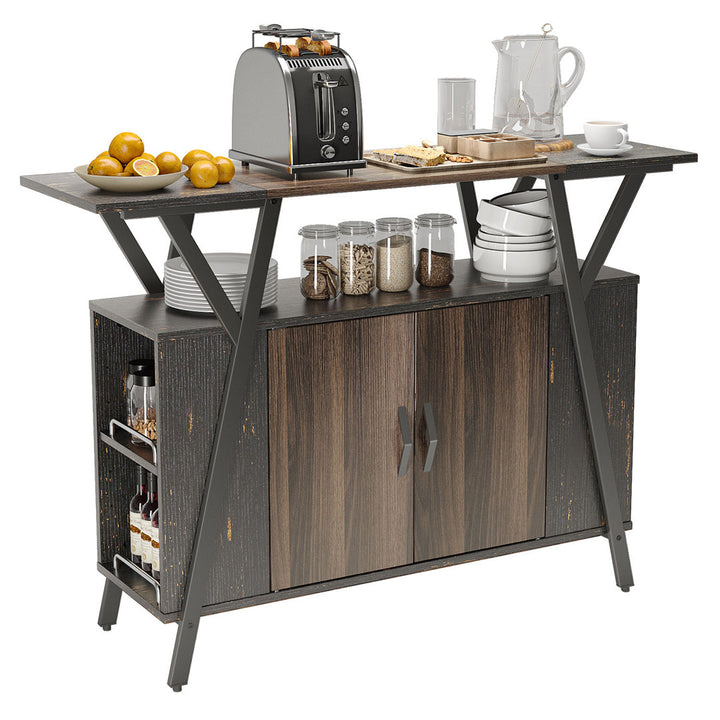 Marin 47 " Kitchen Island Open Sheves, Coffee Bar Cabinet Buffet Table Kitchen Sideboard Kelly Clarkson Home Base Finish: Dark Walnut
