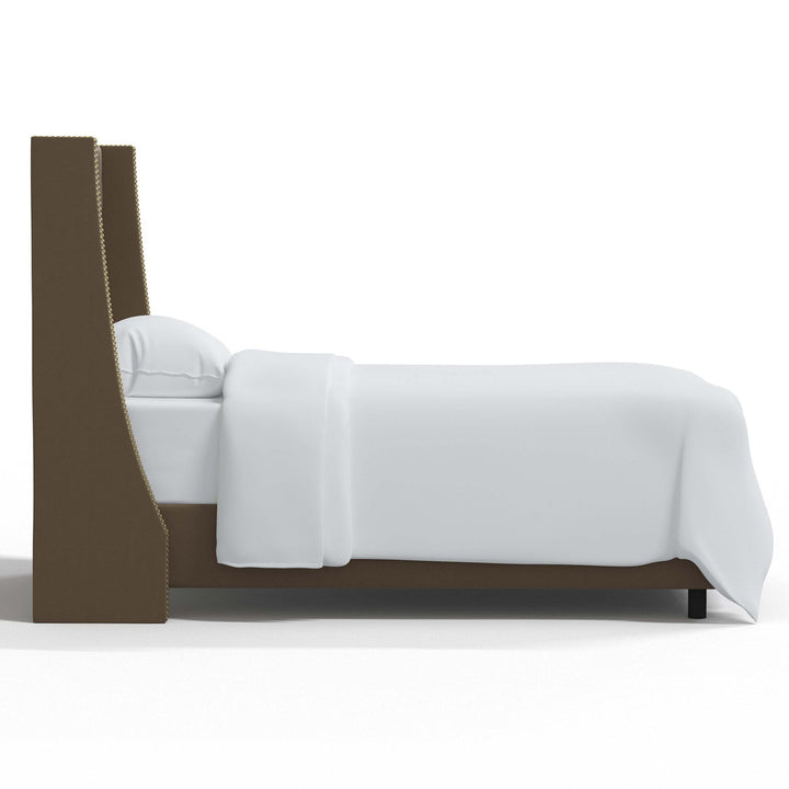 Annabel Upholstered Wingback Bed Kelly Clarkson Home Size: Twin Body Fabric: Lustrous Otter Velvet