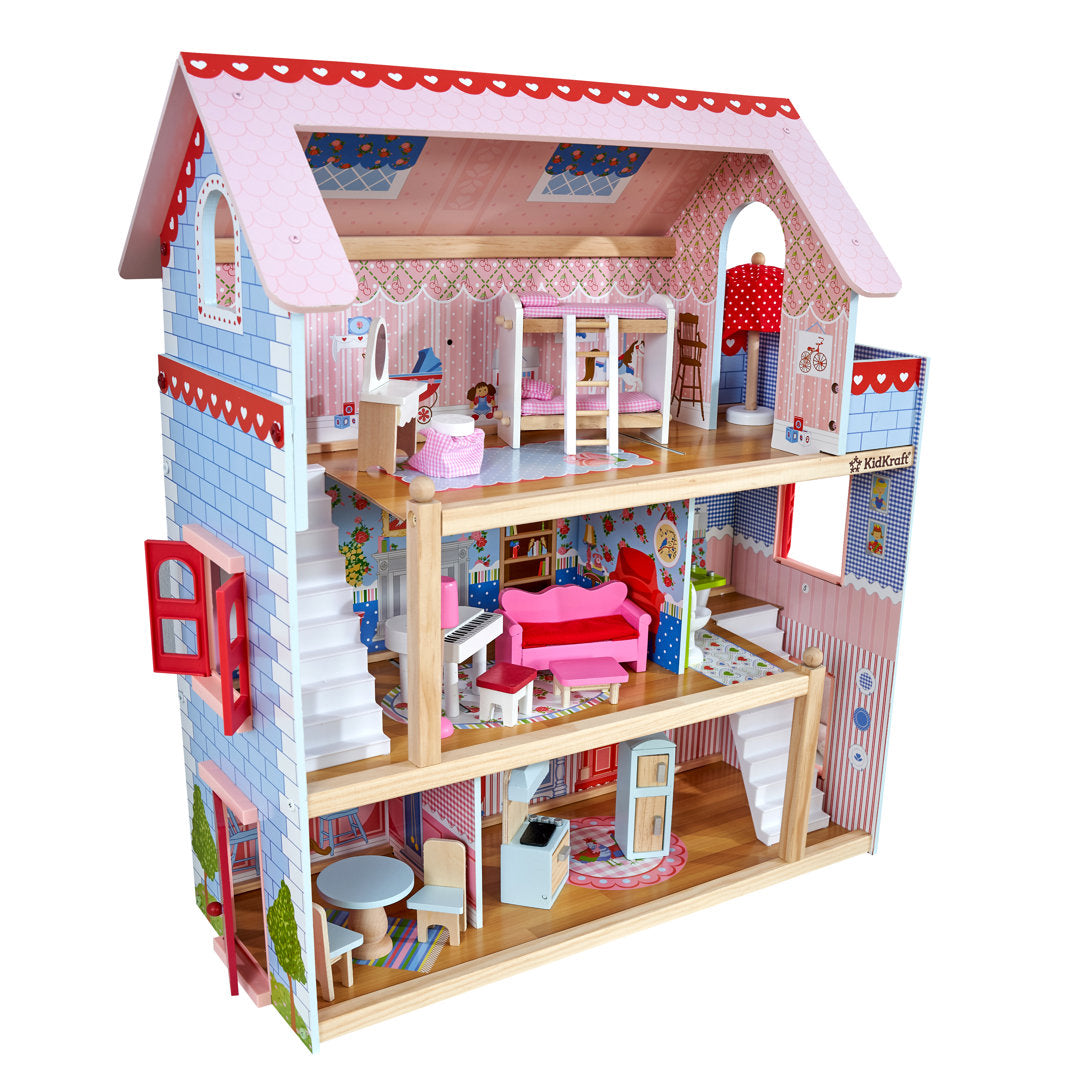 Chelsea Doll Cottage Wooden Dollhouse with 16 Accessories, for 5-Inch Dolls KidKraft
