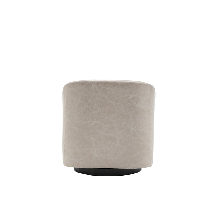 Kiersten 28.7" Wide Vegan Leather Swivel Barrel Chair Sand & Stable™ Leather Type: Distressed Cream Faux Leather
