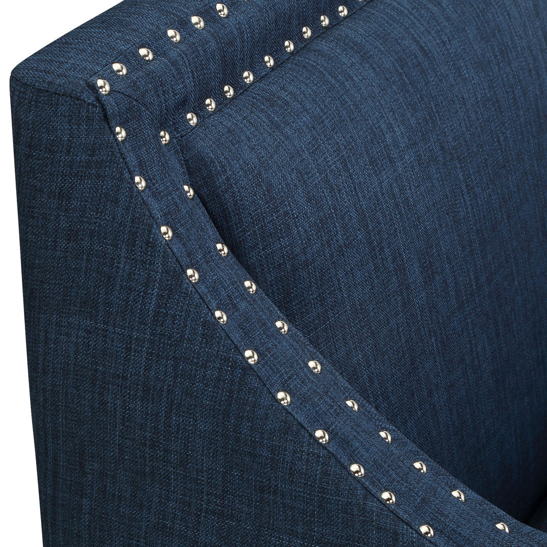 Hilga Erica Accent Armchair With Chrome Nailhead Trim Winston Porter Fabric: Blue Polyester Blend