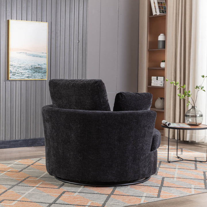 Achorn 42.26" W Polyester Recessed Arm Slipcovered Swivel Barrel Chair Hokku Designs Fabric: Black Polyester