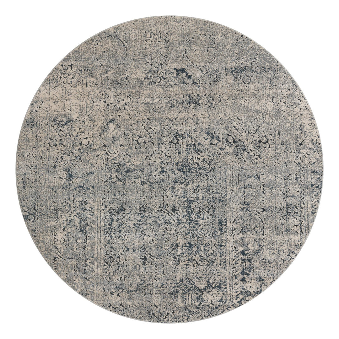 Corteney Oriental Gray Area Rug Alcott Hill® Rug Size: Round 7'