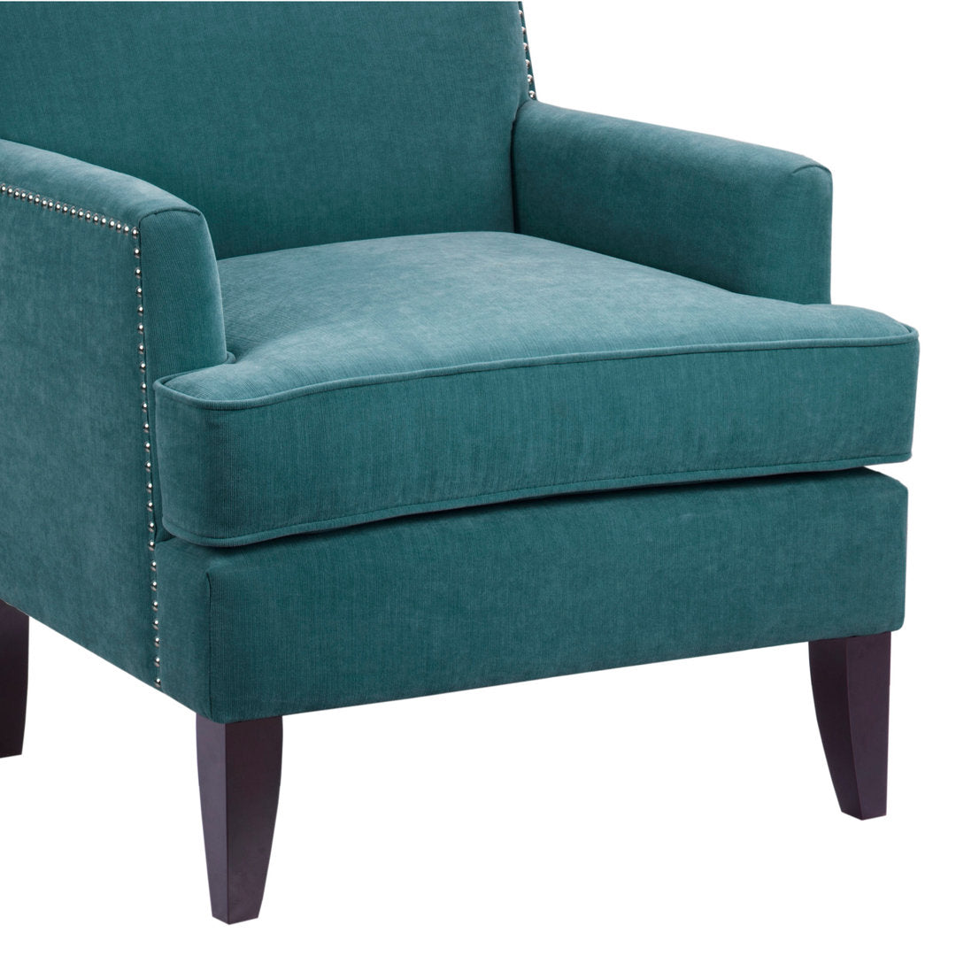 Colton Nailhead Club Chair Three Posts™ Upholstery Color: Teal Polyester