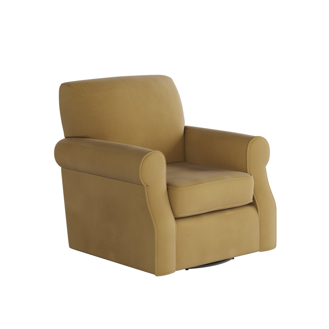 Silverlock Polyester Swivel Armchair Lark Manor™ Body Fabric: Harvest Gold Polyester Blend