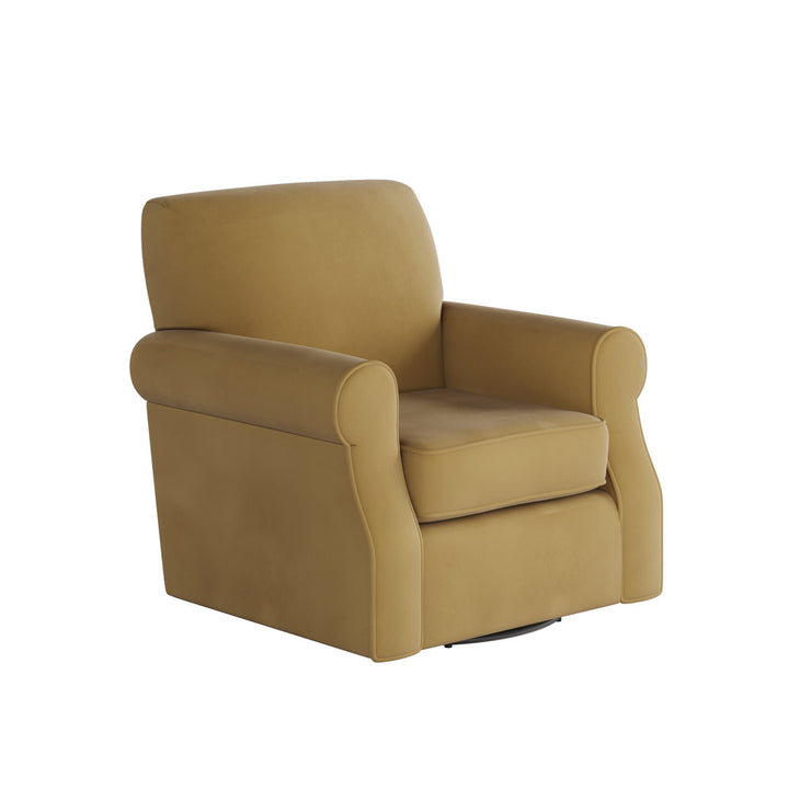 Silverlock Polyester Swivel Armchair Lark Manor™ Body Fabric: Harvest Gold Polyester Blend