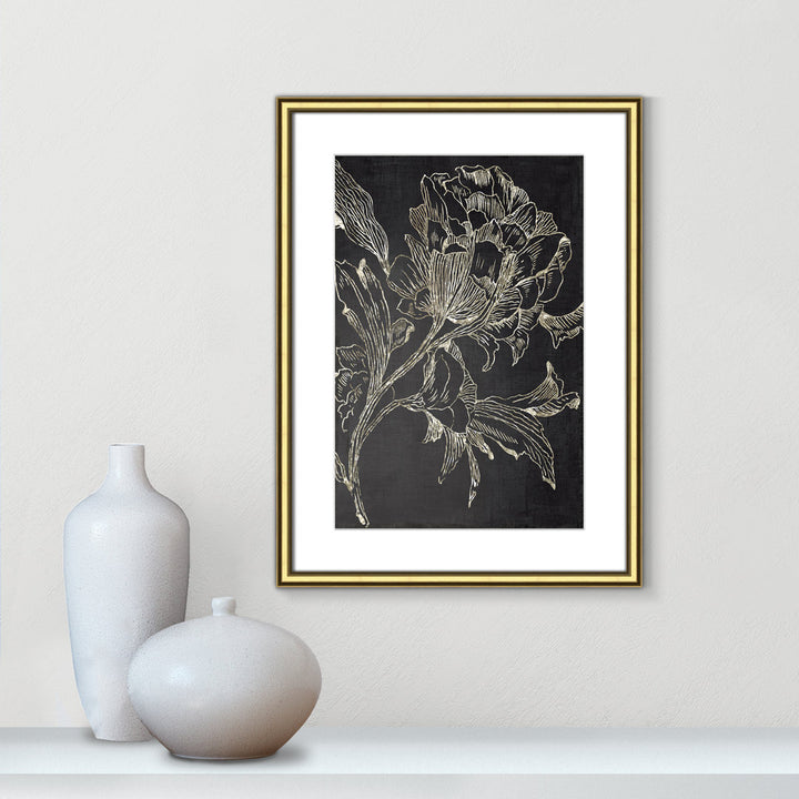 Golden Flower Folklore I by Asia Jensen - Picture Frame Graphic Art Print Joss & Main Size: 24.25" H x 18.25" W Format: Gold Framed