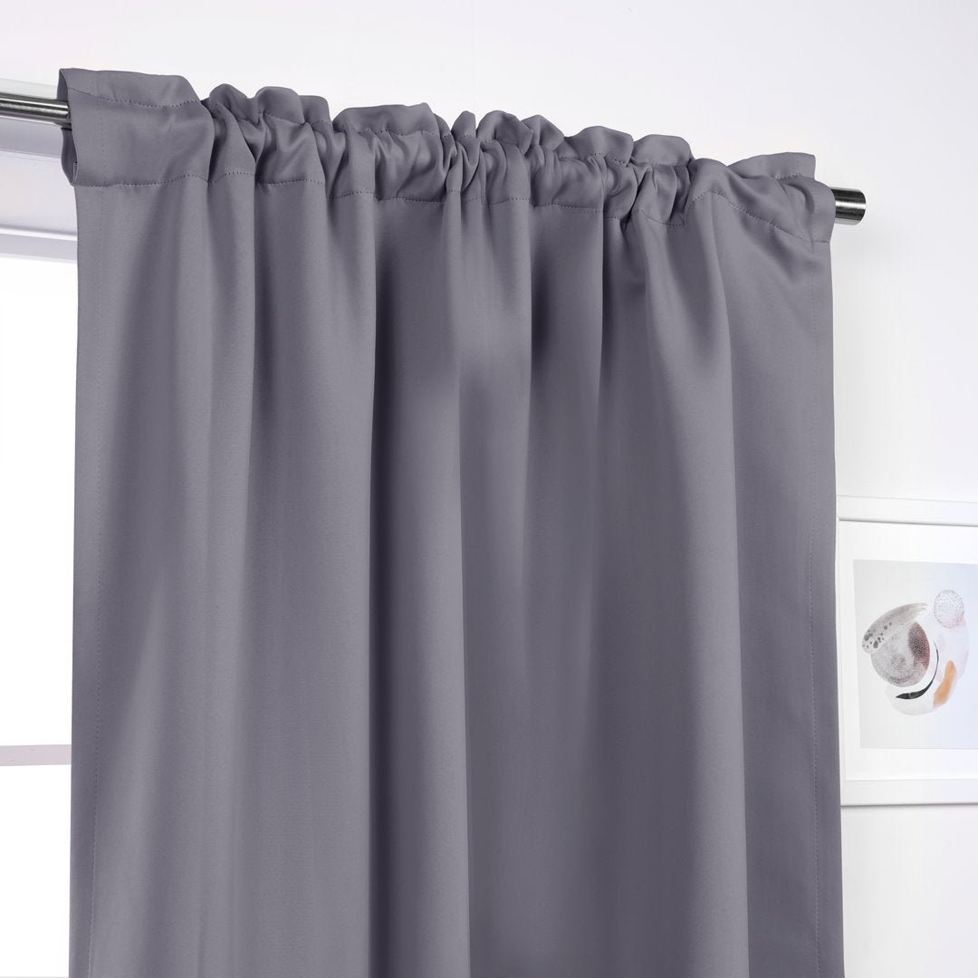 Bantam Solid Blackout Thermal Rod Pocket Curtain Panels (Set of 2) Ebern Designs Curtain Color: Gray Size per Panel: 52" W x 120" L
