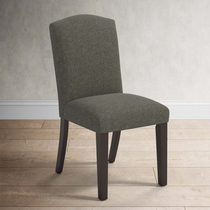 Estrela Upholstered Dining Chair Birch Lane™ Upholstery Color: Zuma Charcoal Textured Linen, Leg Color: Espresso