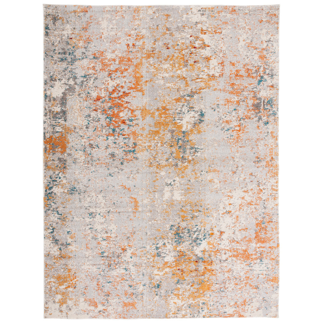 Besfort Abstract Ivory/Orange Area Rug Wade Logan® Rug Size: Rectangle 9' x 12'