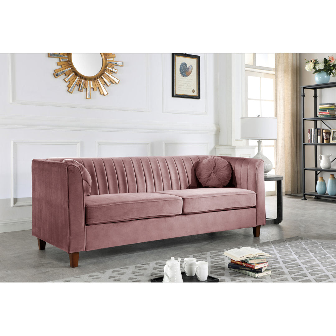 Cely 80.7" Velvet Square Arm Sofa Mercer41 Upholstery Color: Rose