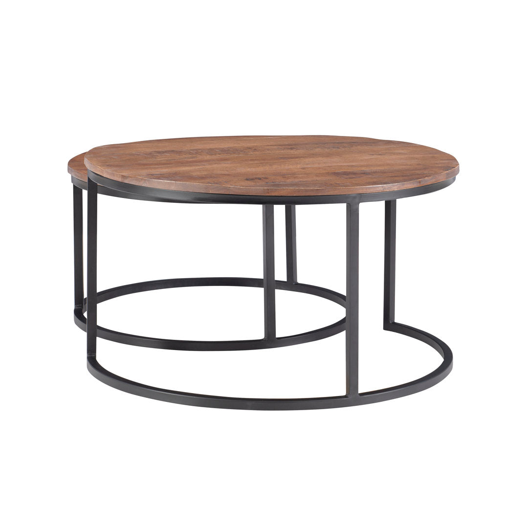 Jay 2 Piece Coffee Table Set Steelside™ Table Base Color: Black, Table Top Color: Brown
