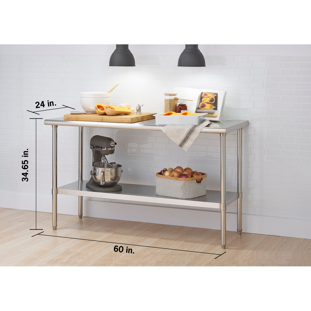 TRINITY EcoStorage NSF Stainless Steel 60 in. W x 24 in. D Utilty Table w/ Adjustable Bottom Shelf Trinity