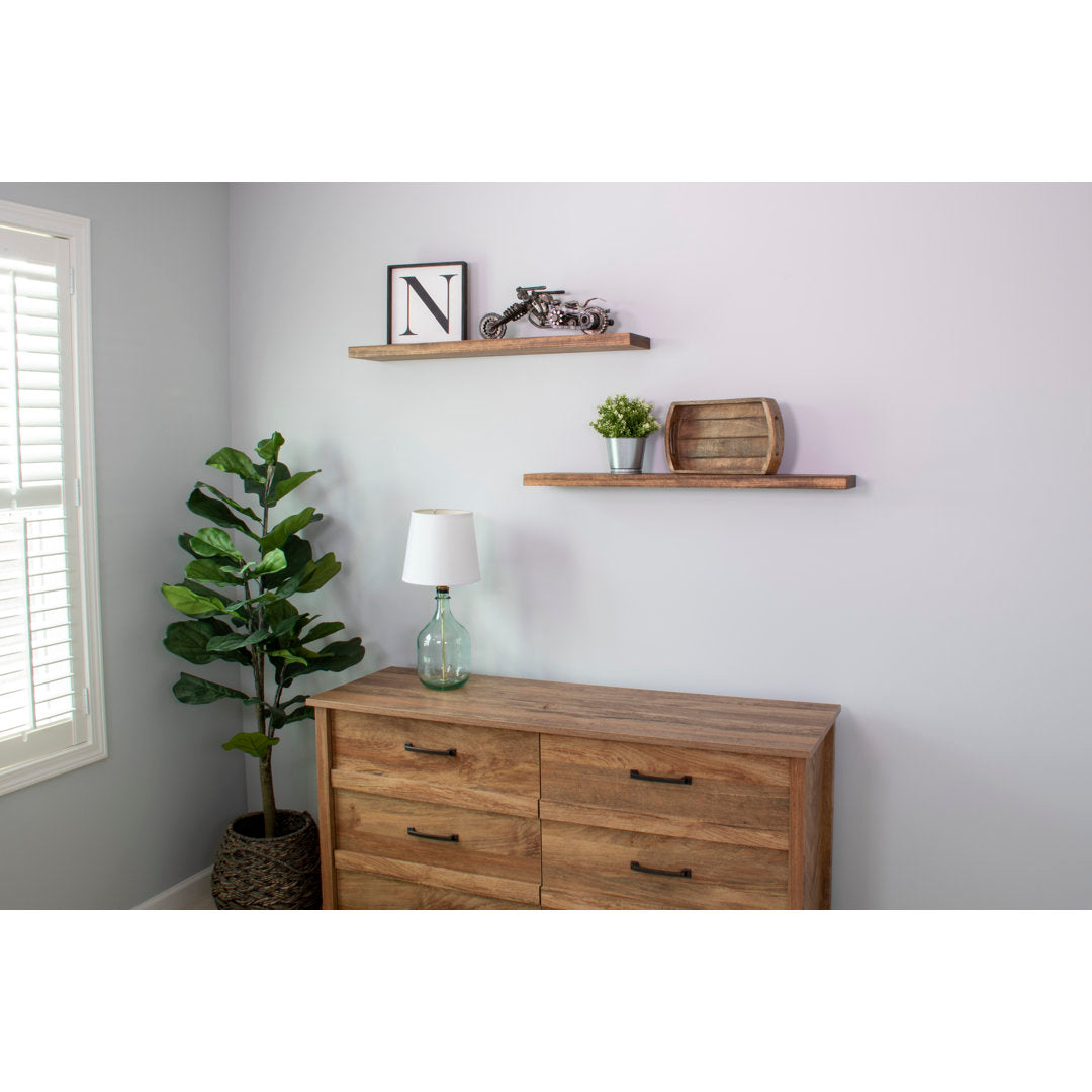Bridgecliff 2 Piece Poplar Solid Wood Floating Shelf (Set of 2) Rosalind Wheeler Size: 1.38" H x 36" W x 10" D Finish: Buckskin