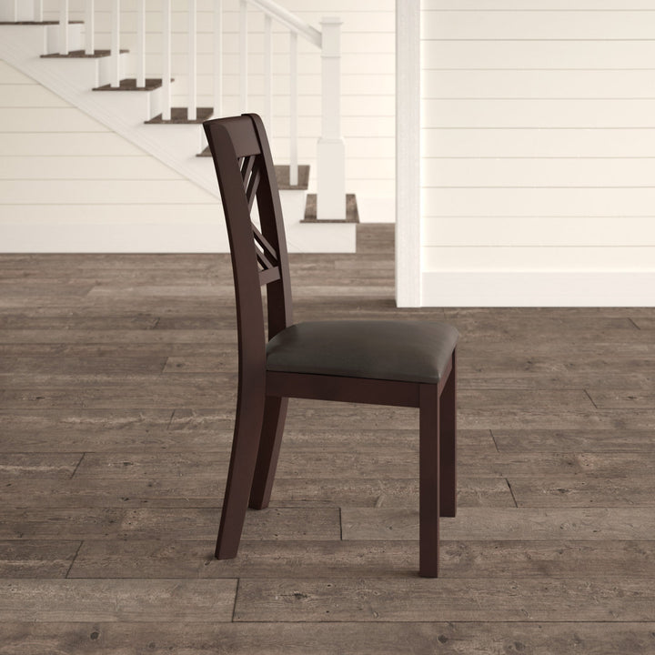 Earlville Solid Wood Cross Back Side Chair in Espresso Cherry (Set of 2) Lark Manor™