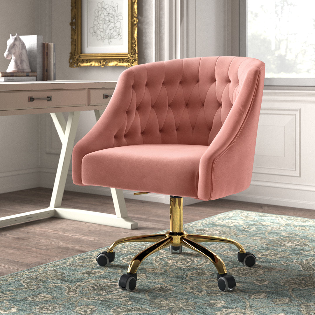 Louise 35.5'' H Velvet Hand-Curated Task Chair with Button Tufted Kelly Clarkson Home Upholstery Color: Pink Velvet